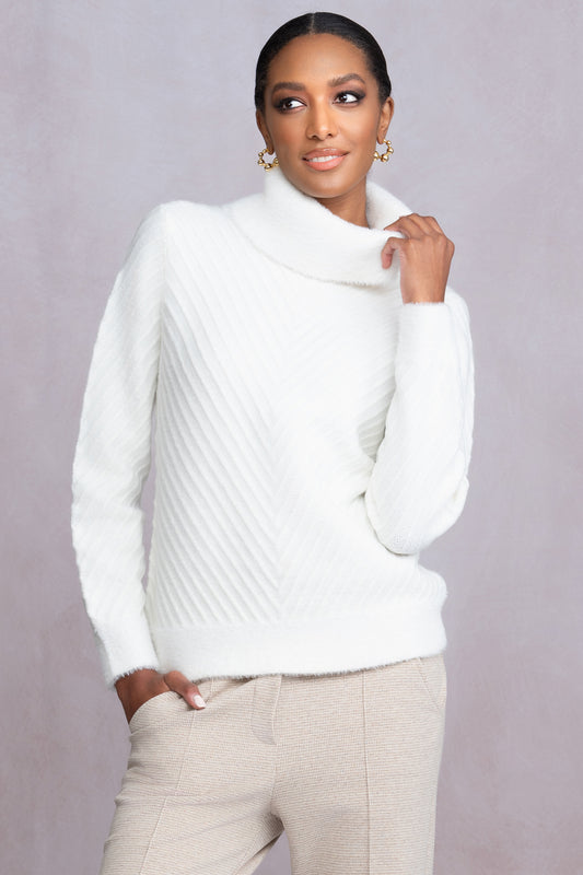 Alison Sheri Embossed Detail Sweater - Off-White - A46020
