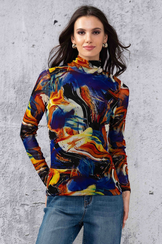 Alison Sheri Marble Print Sheer Top Multi A44450