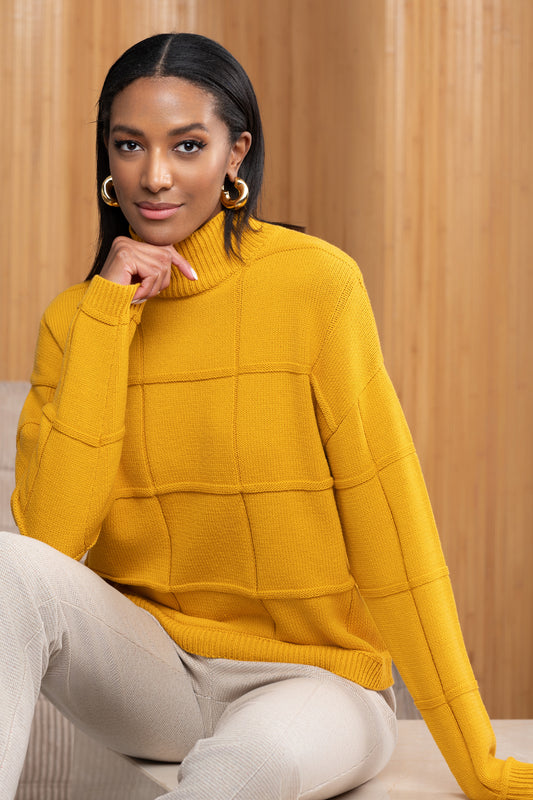 Alison Sheri Square Detail Sweater - Amber - A46265