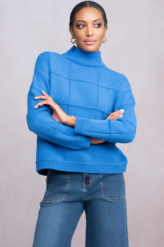 Alison Sheri Square Detail Sweater - Cobalt - A46265
