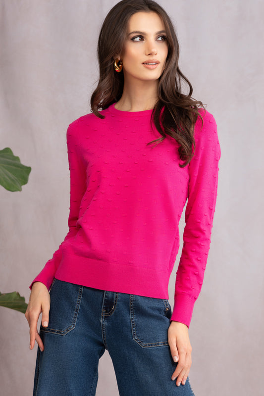 Alison Sheri Embossed Detail Sweater - Fuchsia - A46102