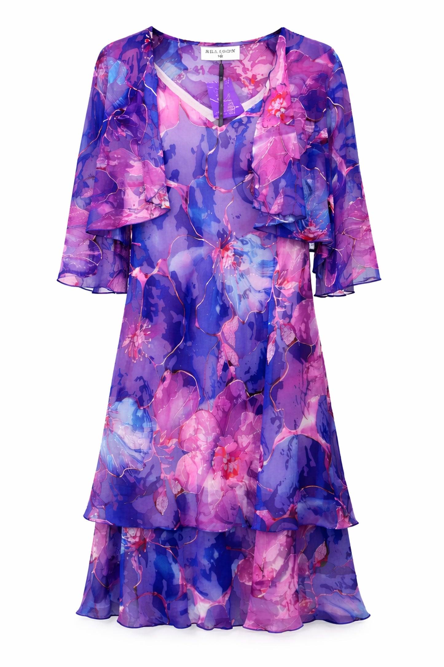 Allison Floral Dress Blue Fuchsia 4111-129