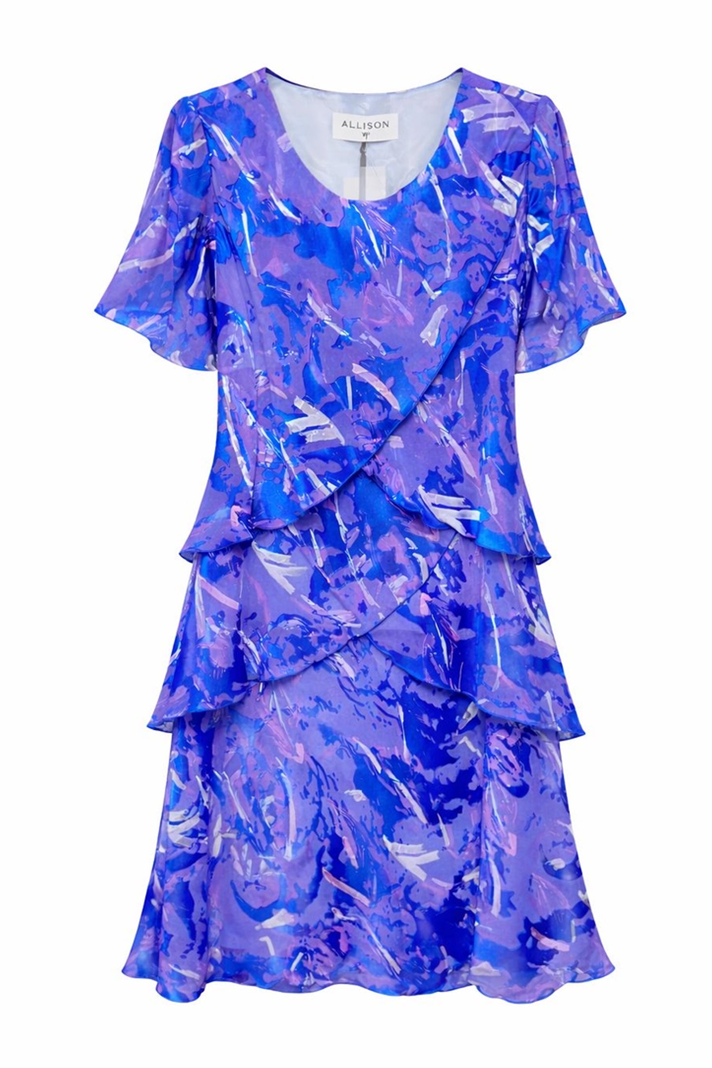 Allison Abstract Print Layered Silk Dress Royal 4797-132