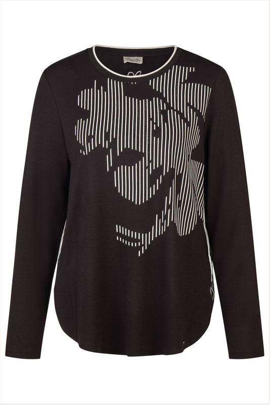 Barbara Lebek Striped Abstract Print Blouse - Black - 35620052-999