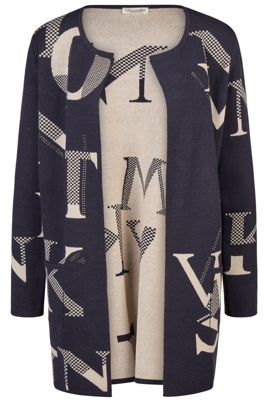 Barbara Lebek Letter Print Jacket Navy 36820052-870