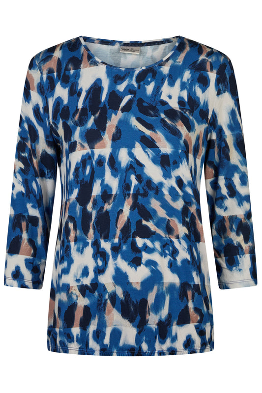 Barbara Lebek Animal Print Top - Ocean Blue - 41650052-824