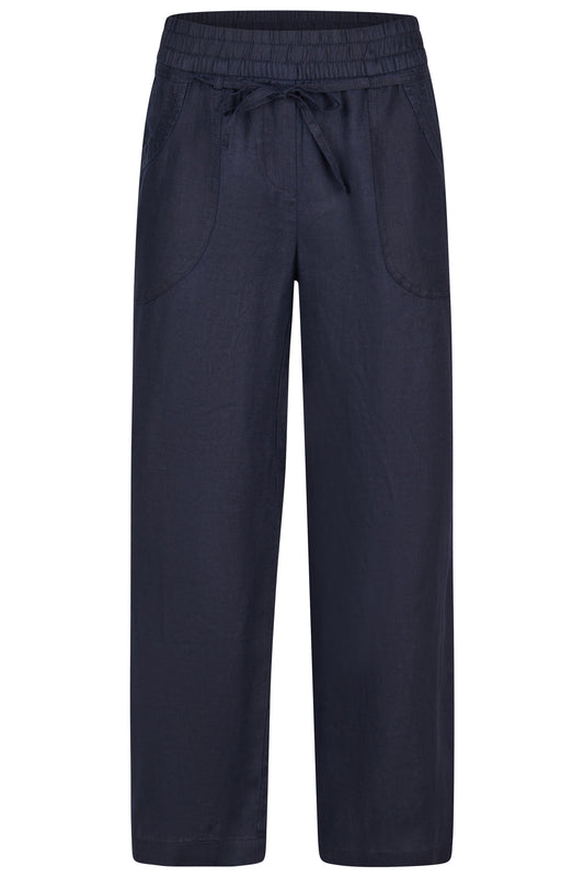 Barbara Lebek Wide Leg Linen Trousers Navy 56750062-870