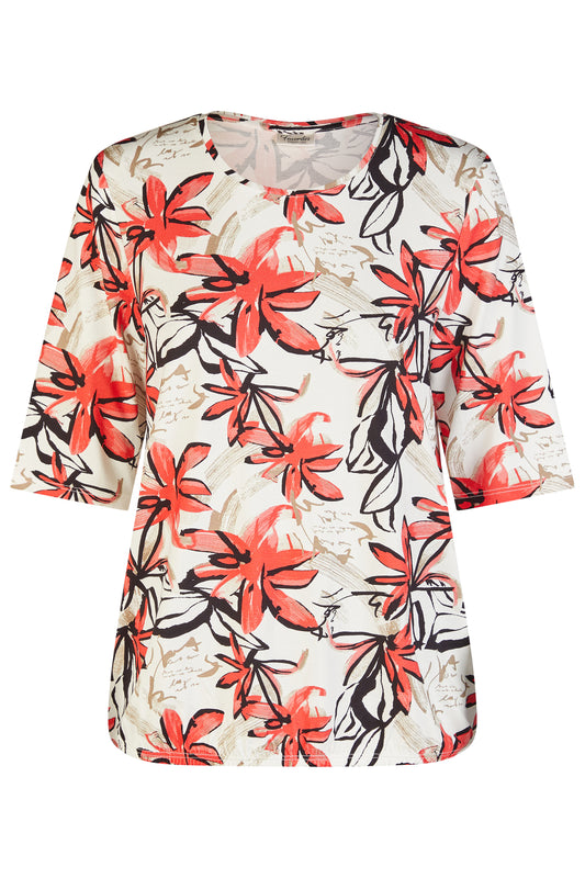 Barbara Lebek Floral Print Top Red 61030062-458