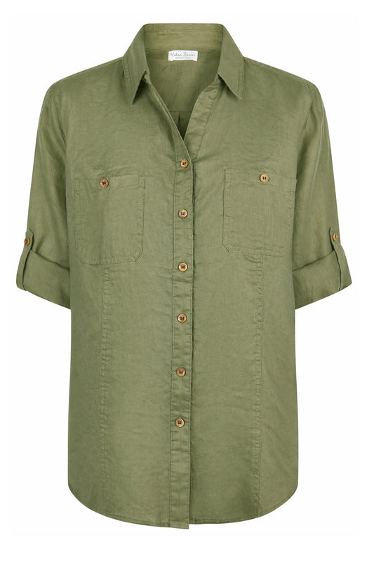 Barbara Lebek Linen Blouse Khaki 62120062-651