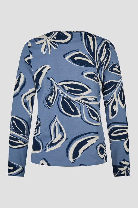 Barbara Lebek Leaf Print Top Smoke Blue 15881062-752