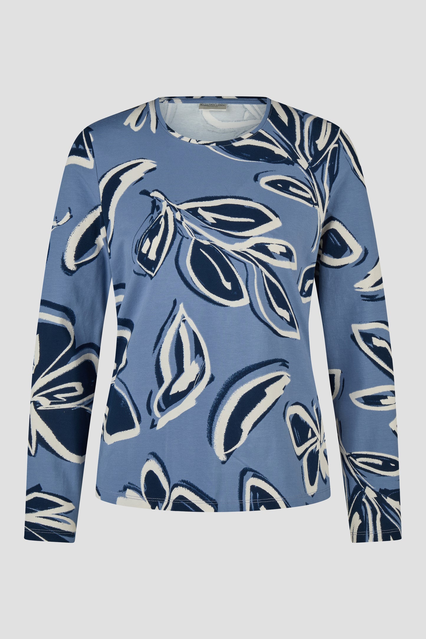 Barbara Lebek Leaf Print Top Smoke Blue 15881062-752