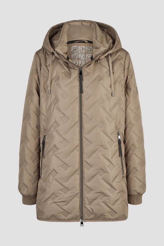 Barbara Lebek Sandwich Quilted Hooded Jacket Taupe 10980062-305