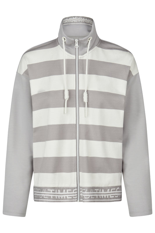 Barbara Lebek Striped Zip Up Top Silver 55090062-913