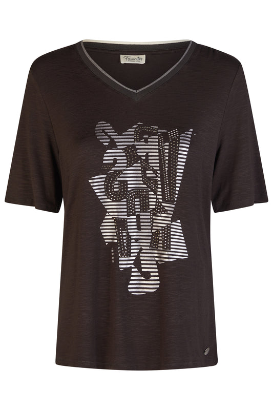 Barbara Lebek Graphic Print Top Black 56140062-999