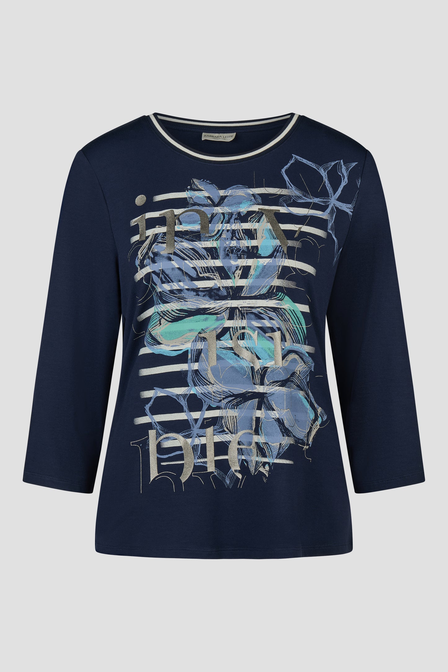 Barbara Lebek Floral & Stripe Top Navy 16391062-870