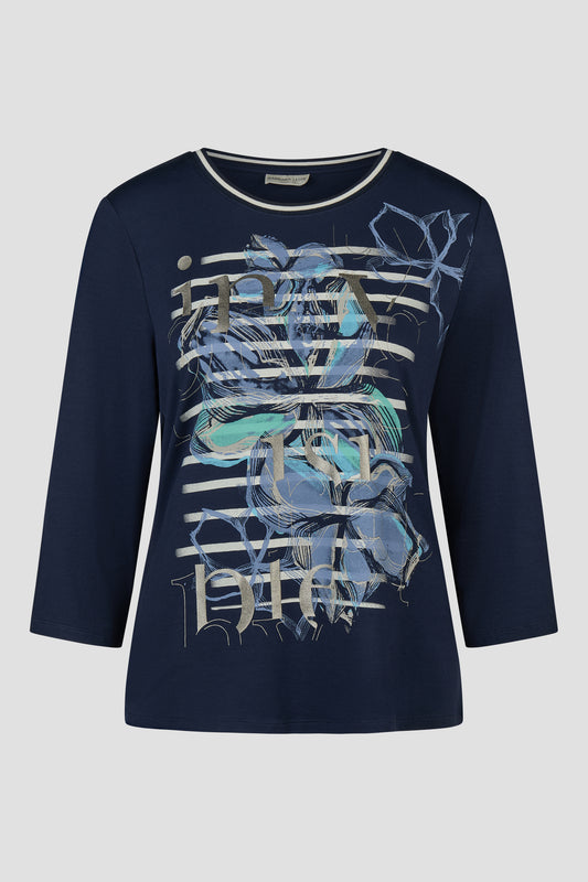 Barbara Lebek Floral & Stripe Top Navy 16391062-870