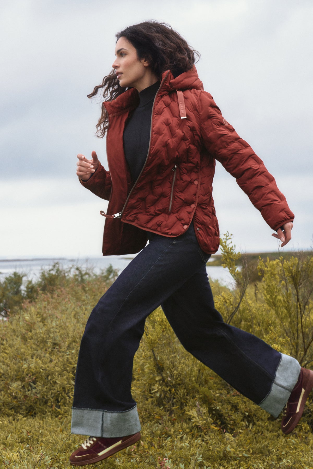 Barbara Lebek Down Free Hooded Jacket Warm Rust 11000062-436