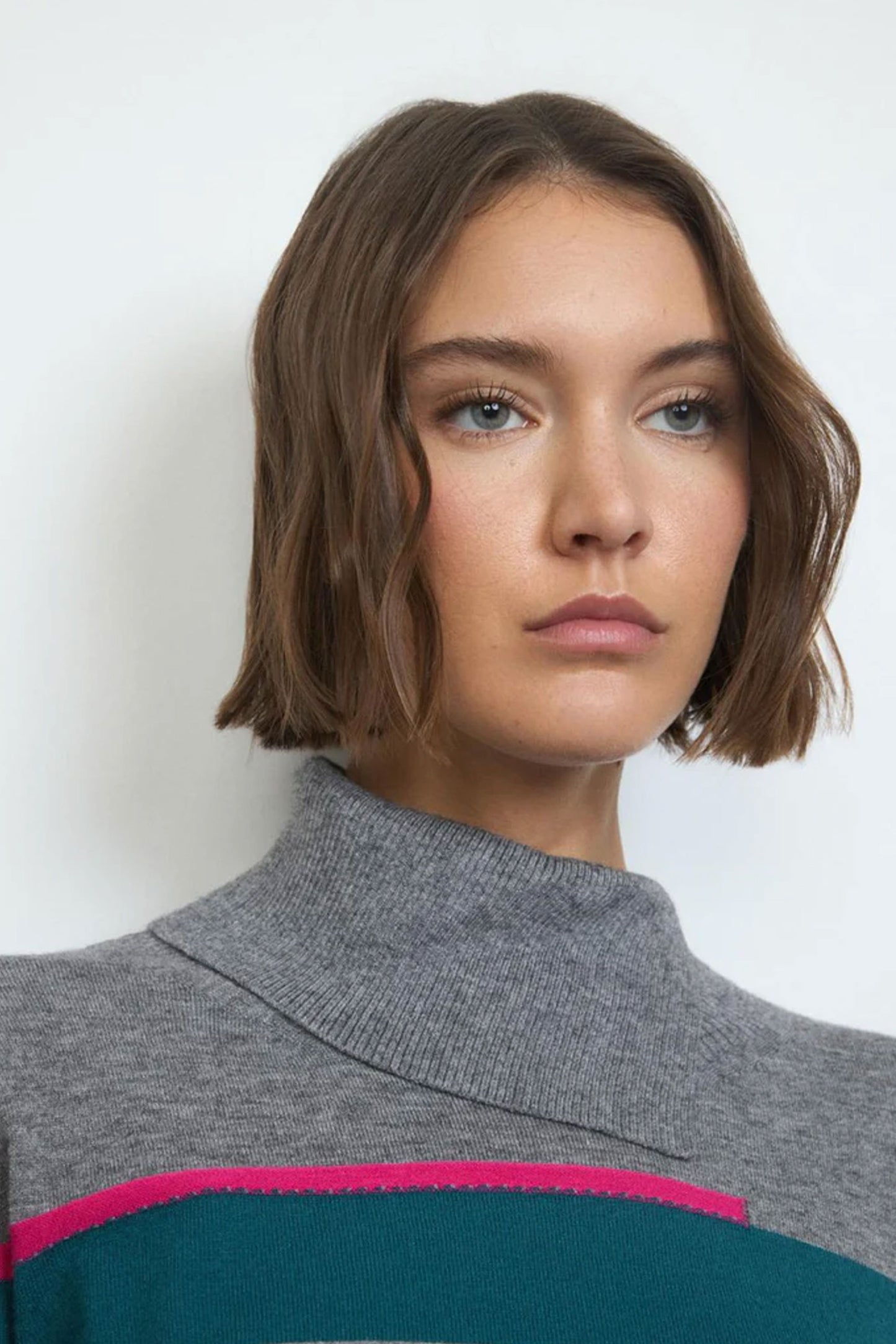 Bariloche Urso Roll Neck Printed Knit Sweater Azul Urso