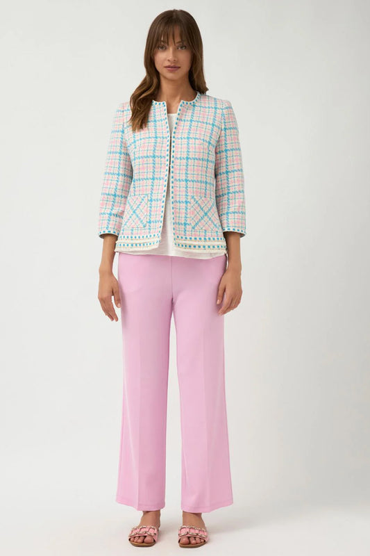 Bariloche Checked Houndstooth Print Sicilia Blazer Pink Sicilia