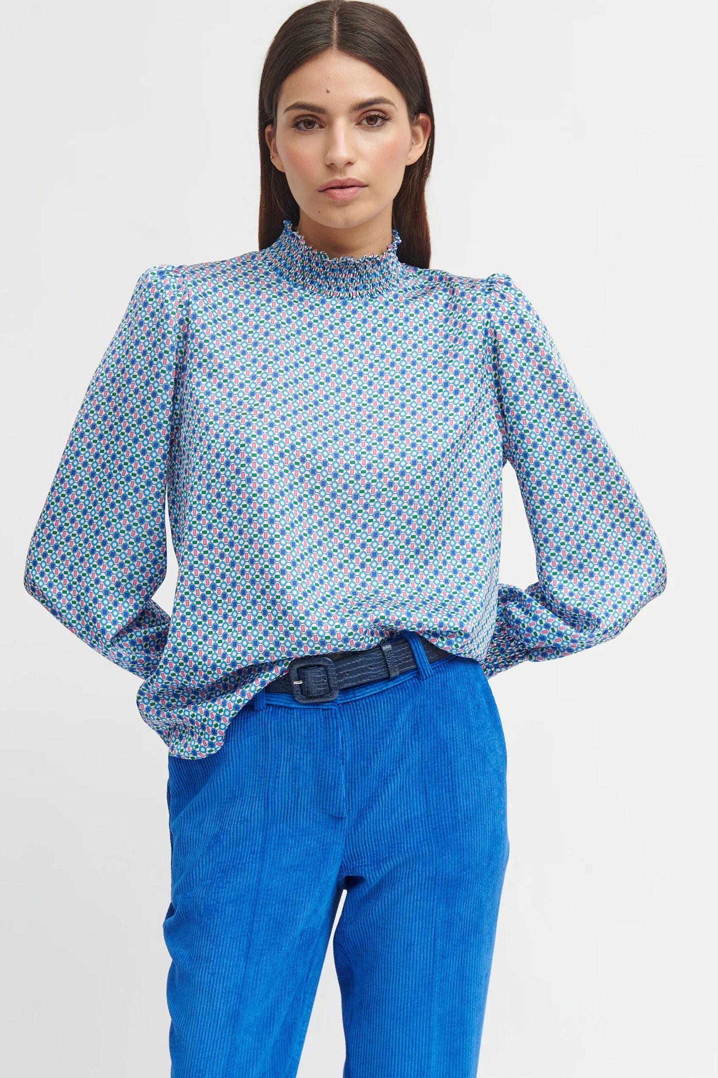 Bariloche Geometric Print Shirt Blue Diya