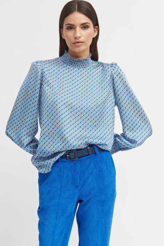 Bariloche Geometric Print Shirt Blue Diya