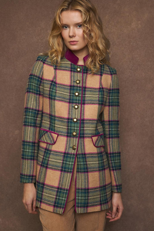Bariloche Plaid Print Blazer Camel Esuri