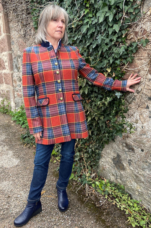 Bariloche Plaid Print Blazer Rust Esuri