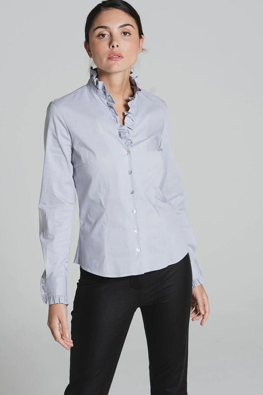 Bariloche Double Gathered Ruffle Faura Shirt Grey Faura