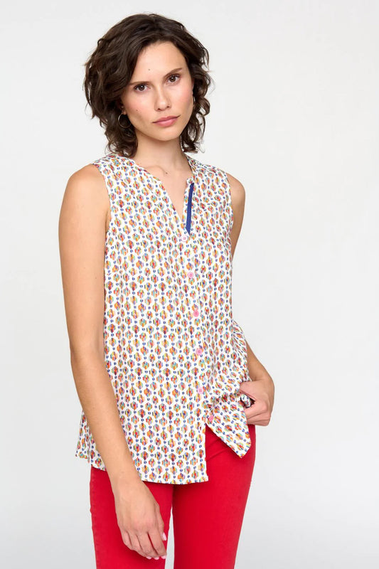 Bariloche Sleeveless Geometric Print Blouse Multi/Natural Ontur