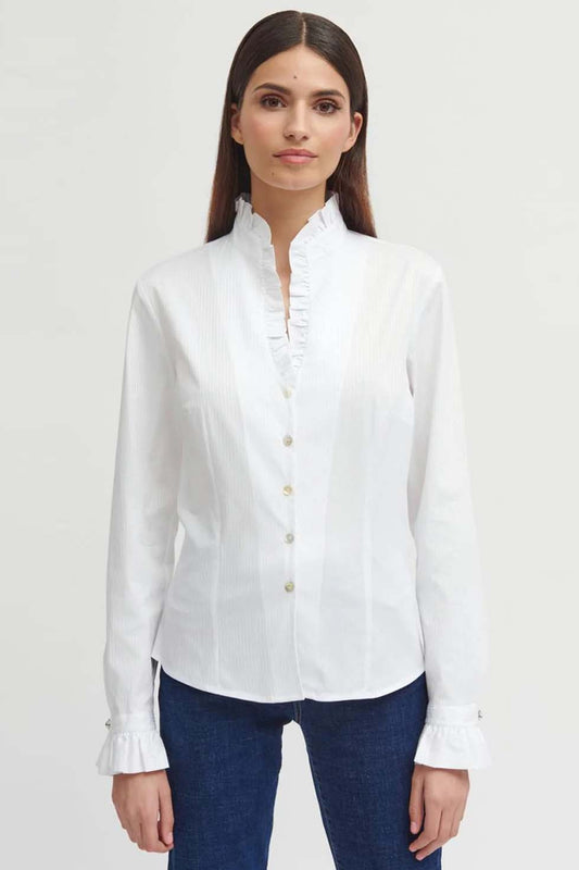 Bariloche Ruffle Collar Detail Shirt White Huelva
