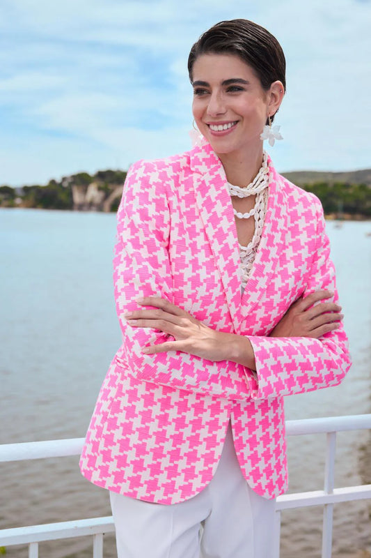 Bariloche Junco Houndsooth Print Blazer Fuchsia Junco