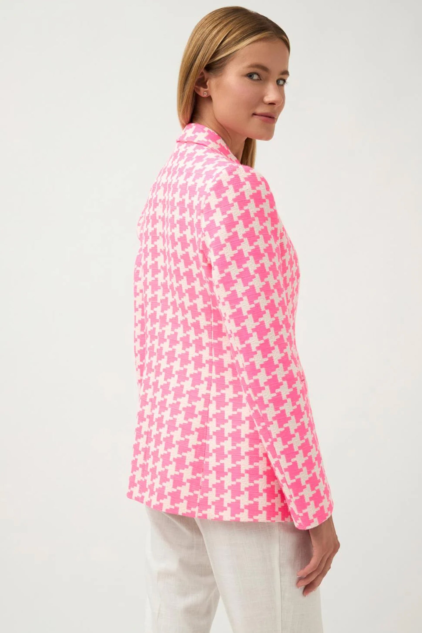 Bariloche Junco Houndsooth Print Blazer Fuchsia Junco