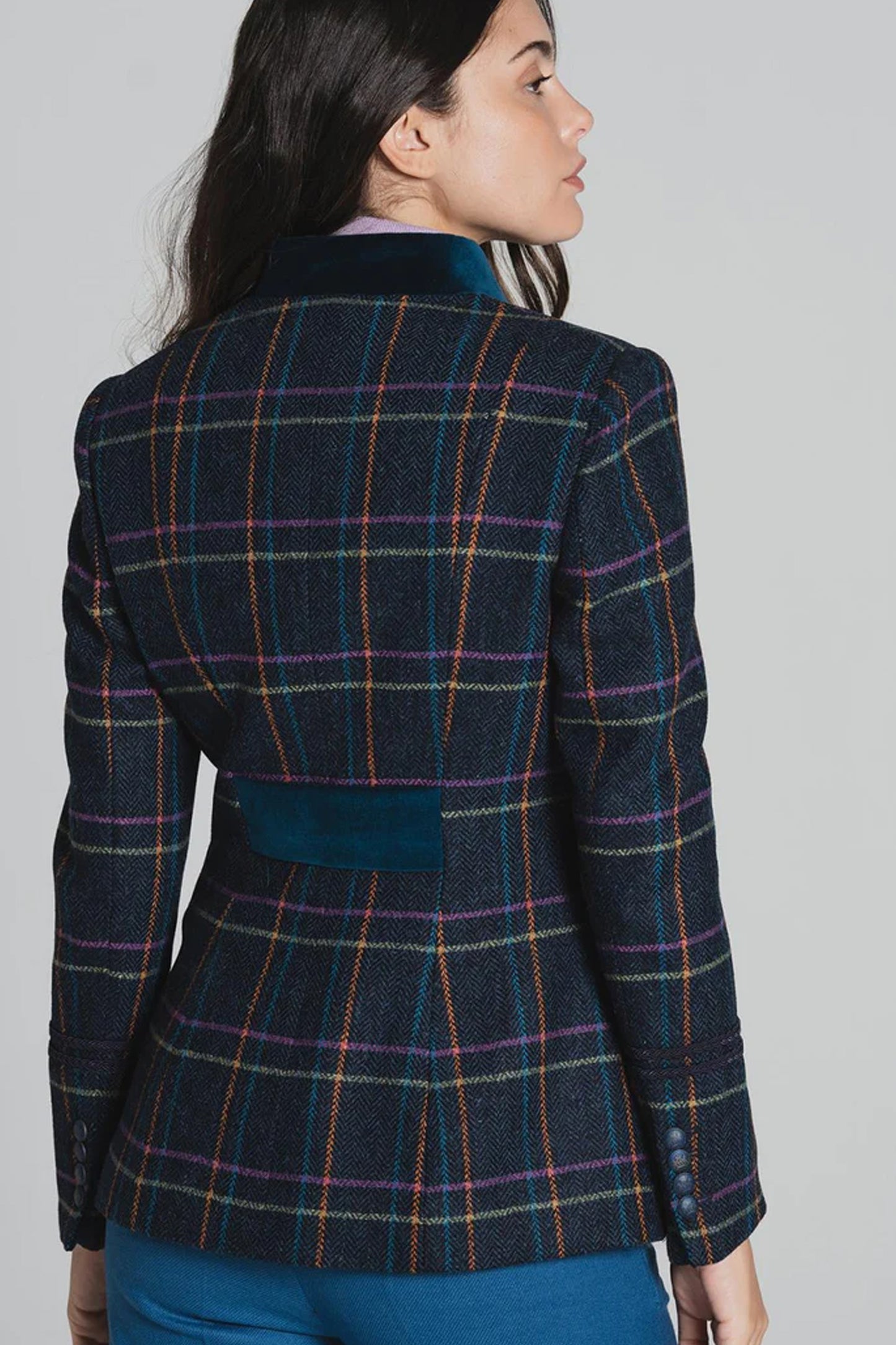 Bariloche Checked Tweed Blazer Duck Blue Llerena