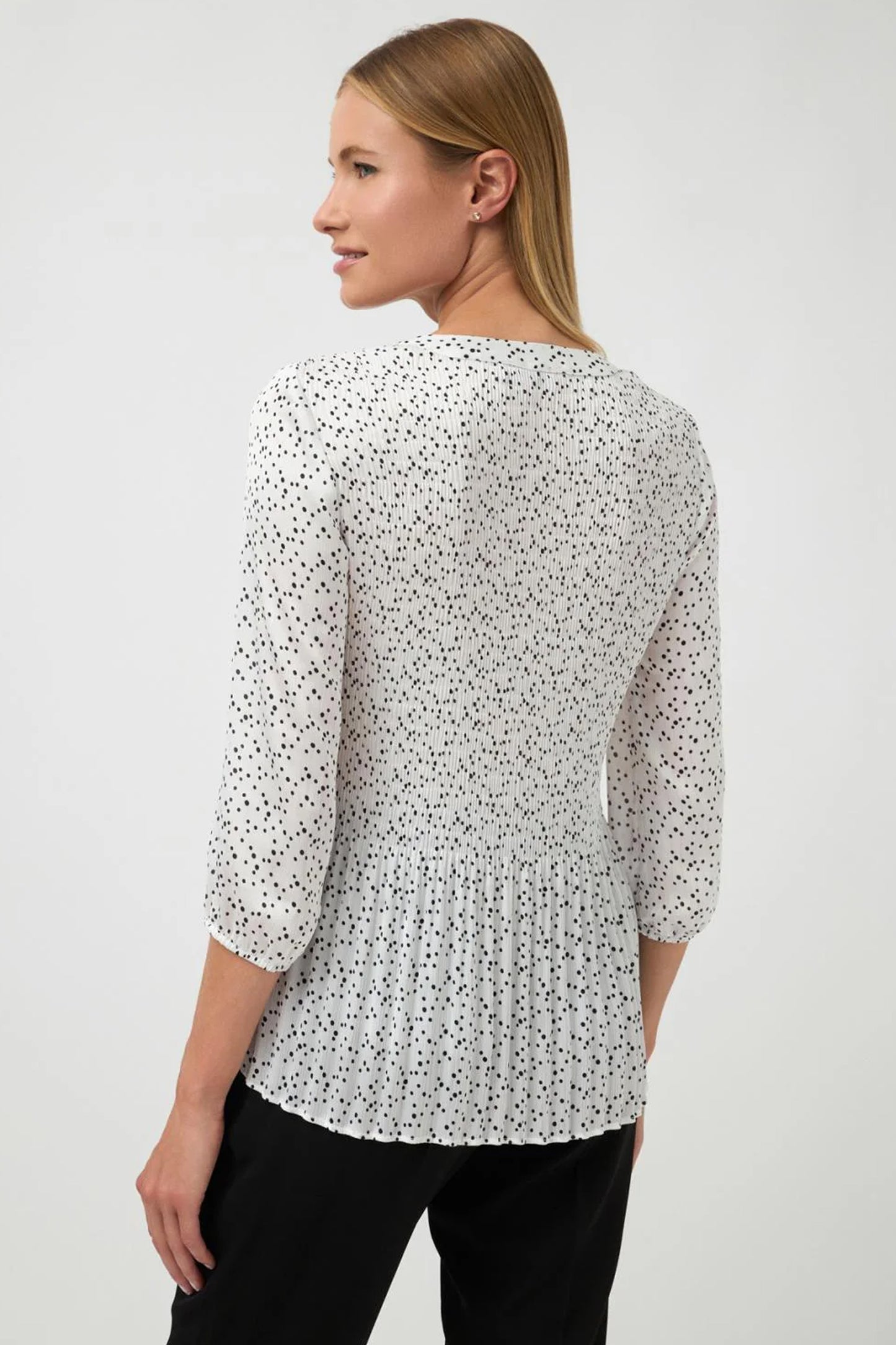 Bariloche Pleated Spot Print Blouse Natural/Multi Millor