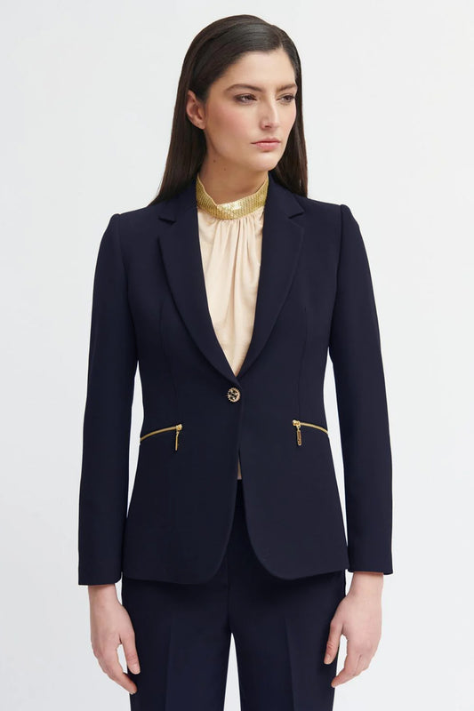 Bariloche Tailored Jewel Button Detail Tanya Blazer Blue Tanya
