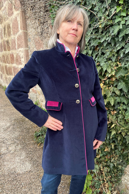 Bariloche Military Style Velvet Jacket Navy Carcesa/58