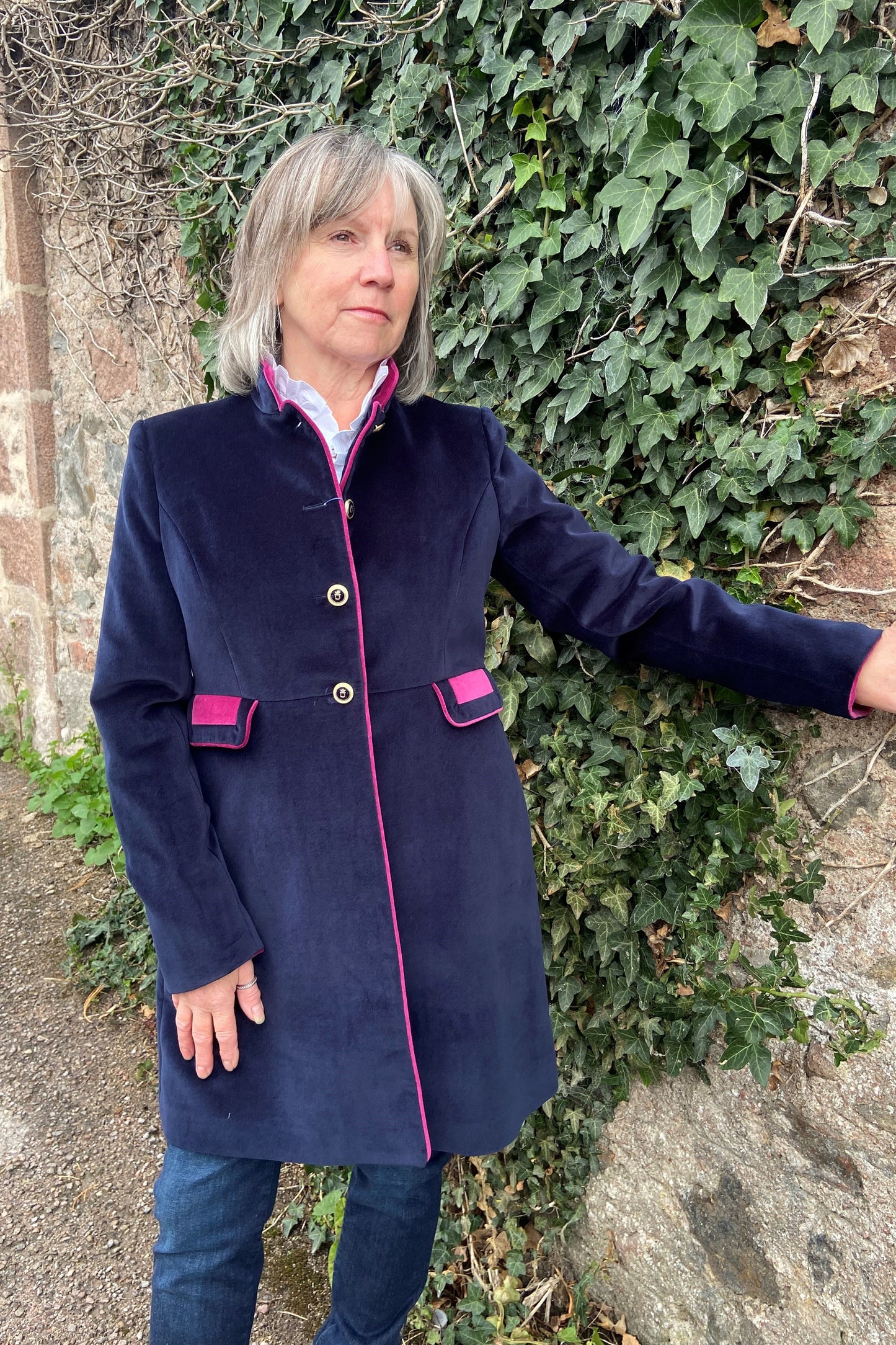 Bariloche Military Style Velvet Jacket Navy Carcesa/58