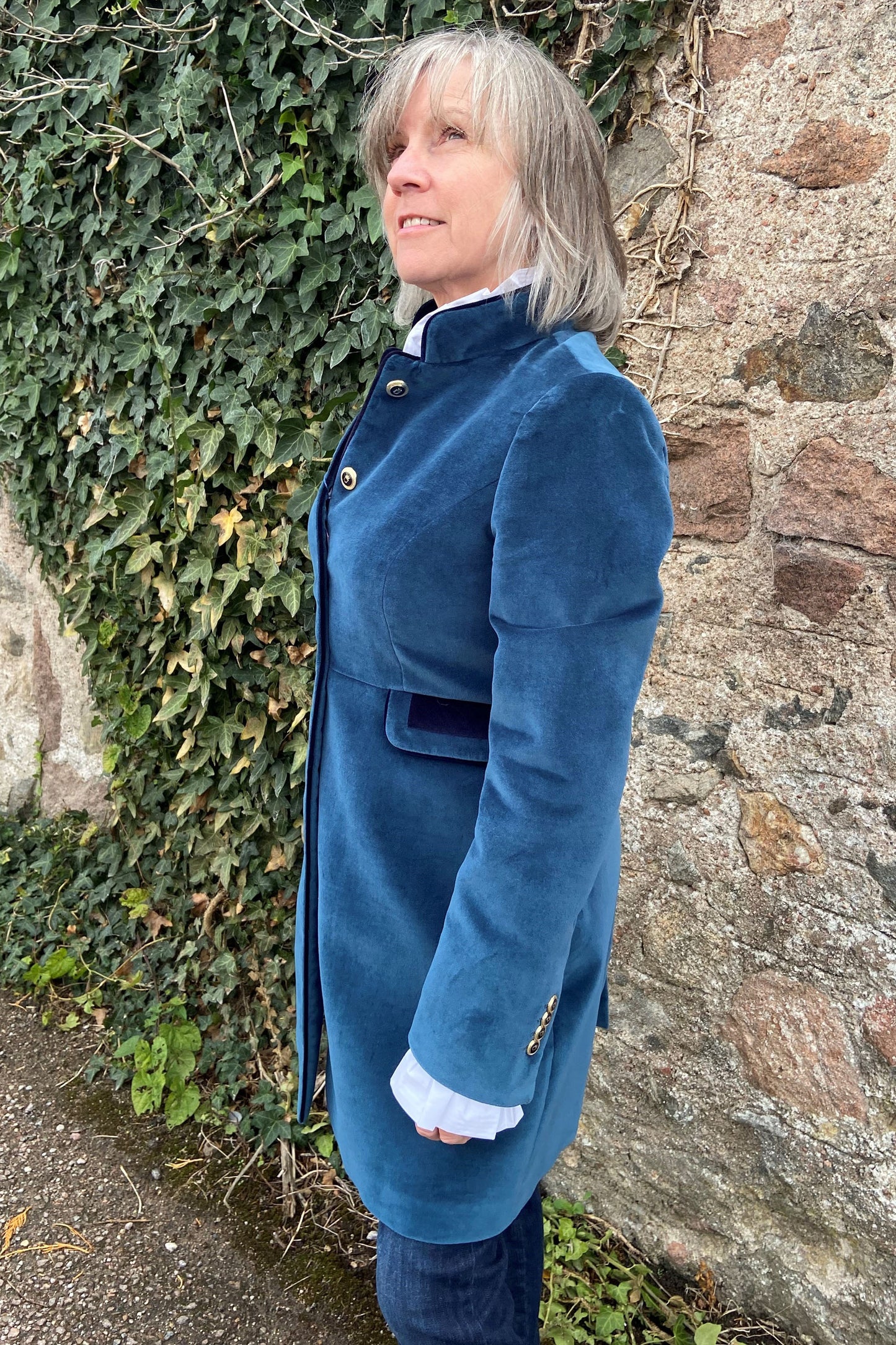 Bariloche Military Style Velvet Jacket Petrol Blue Carcesa/58