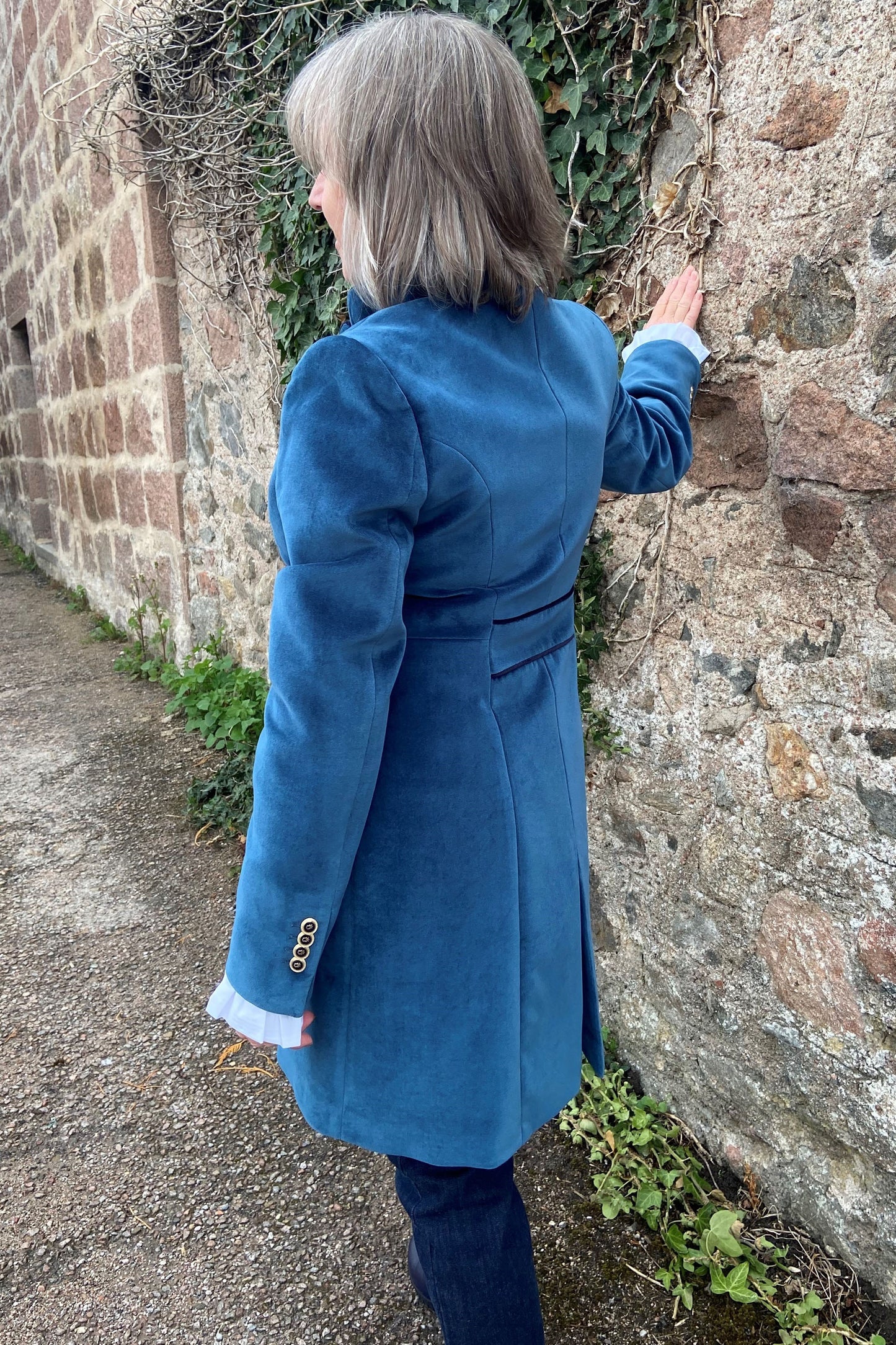 Bariloche Military Style Velvet Jacket Petrol Blue Carcesa/58