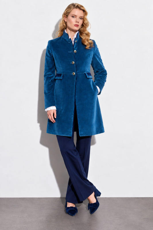 Bariloche Military Style Velvet Jacket Petrol Blue Carcesa/58