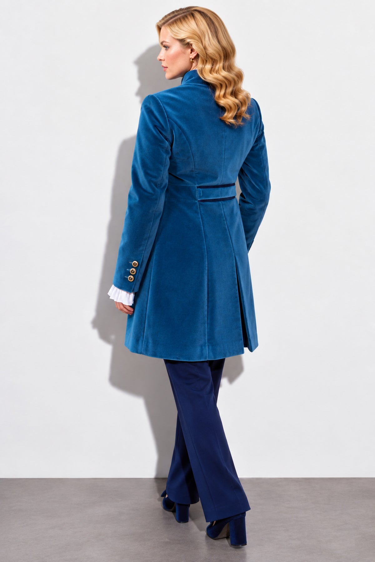 Bariloche Military Style Velvet Jacket Petrol Blue Carcesa/58