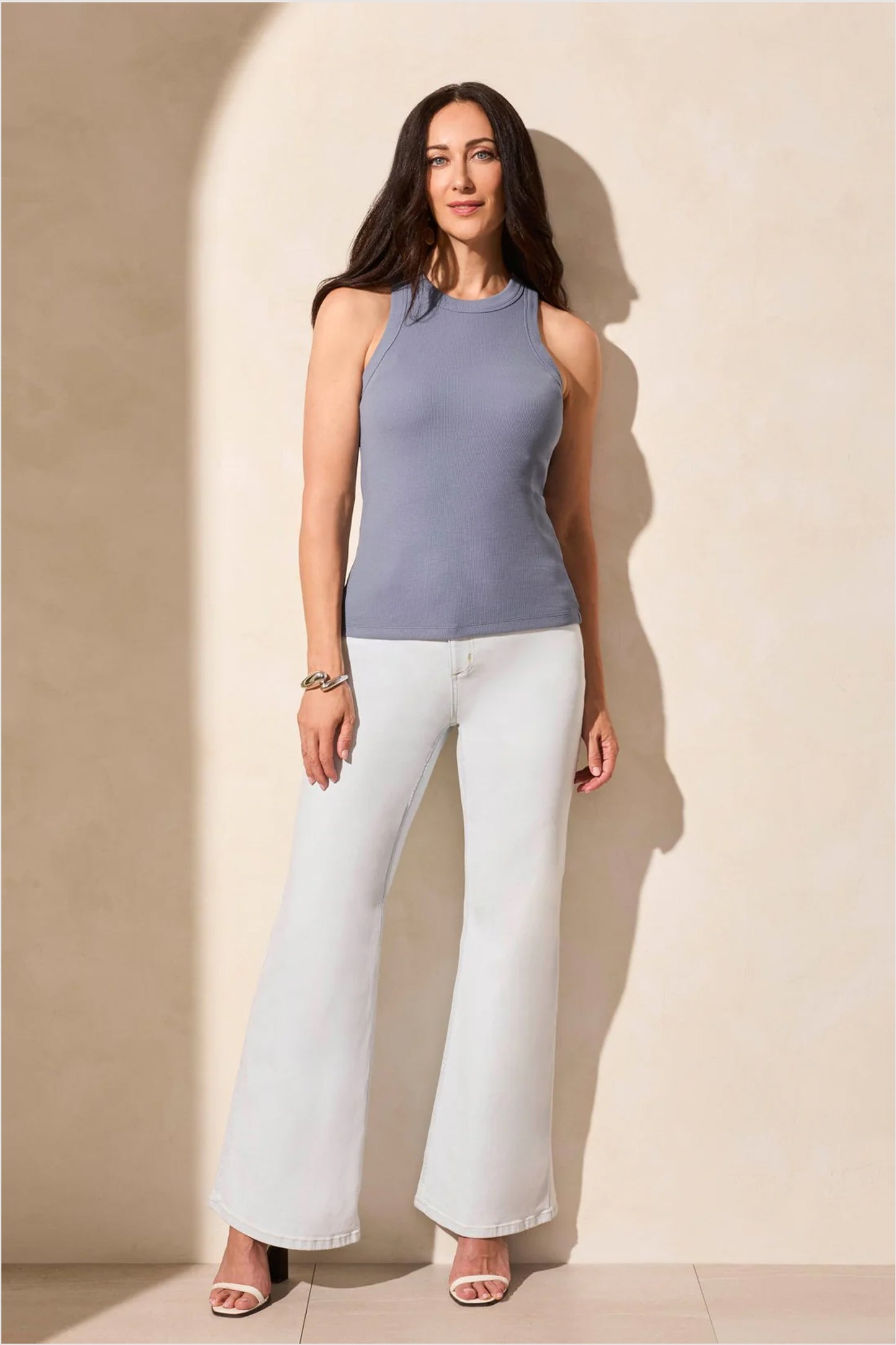 Tribal Blue Thread Racer Back Baby Rib Tank Top Bluetiful 5808O-5236-3214