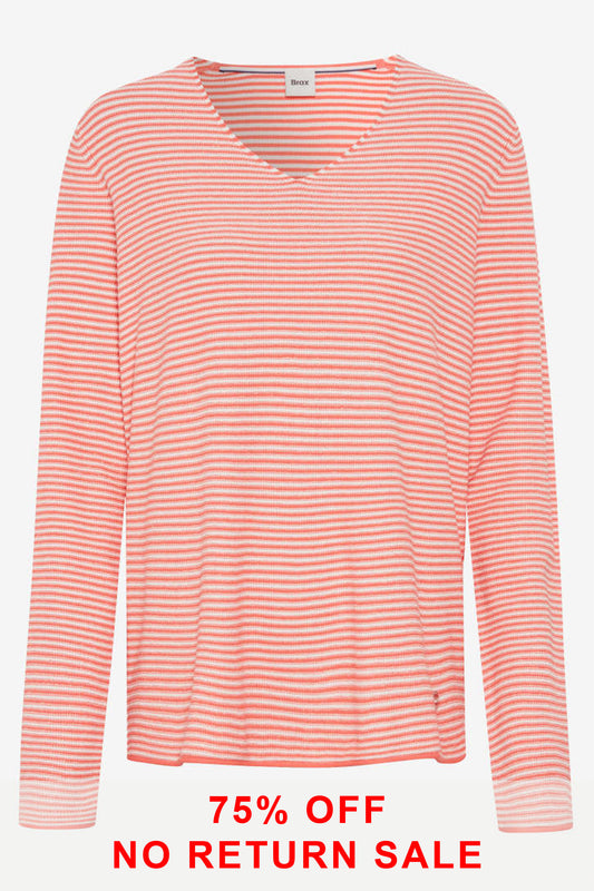 Brax Lesley Stripe Fine Ribbed Sweater Watermelon 90185400-36-5198-45