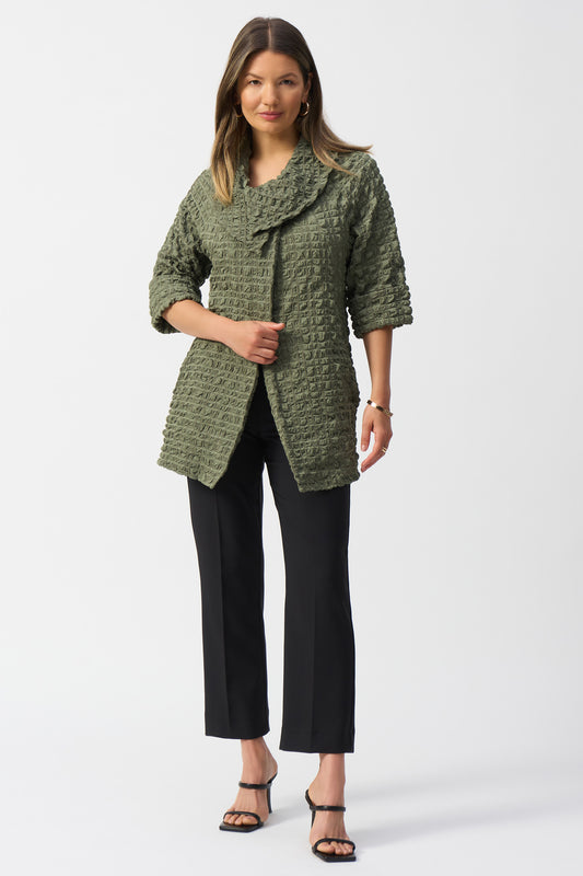 Joseph Ribkoff Bubble Jacquard Trapeze Coat Cactus 251234-4371