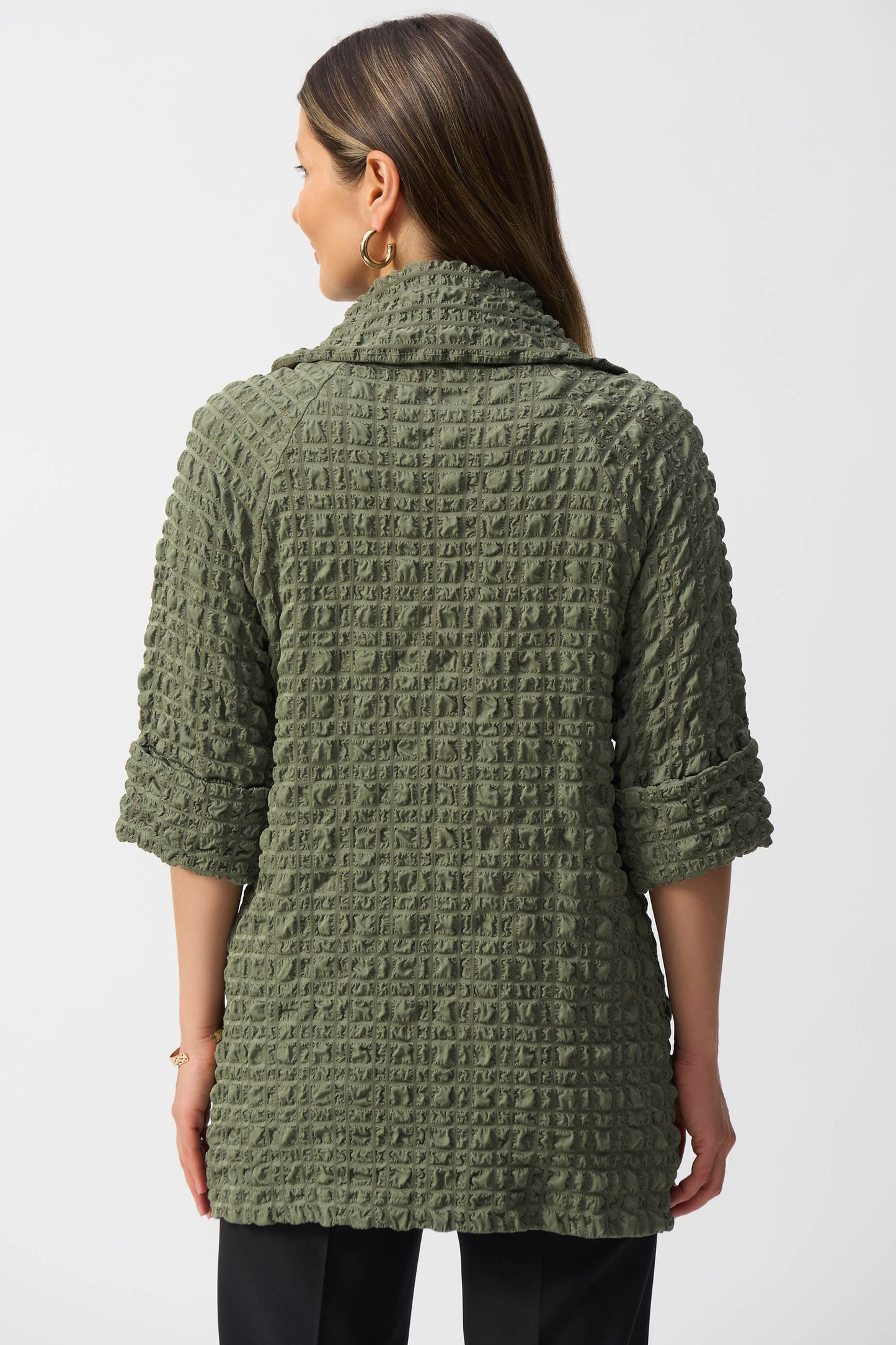 Joseph Ribkoff Bubble Jacquard Trapeze Coat Cactus 251234-4371