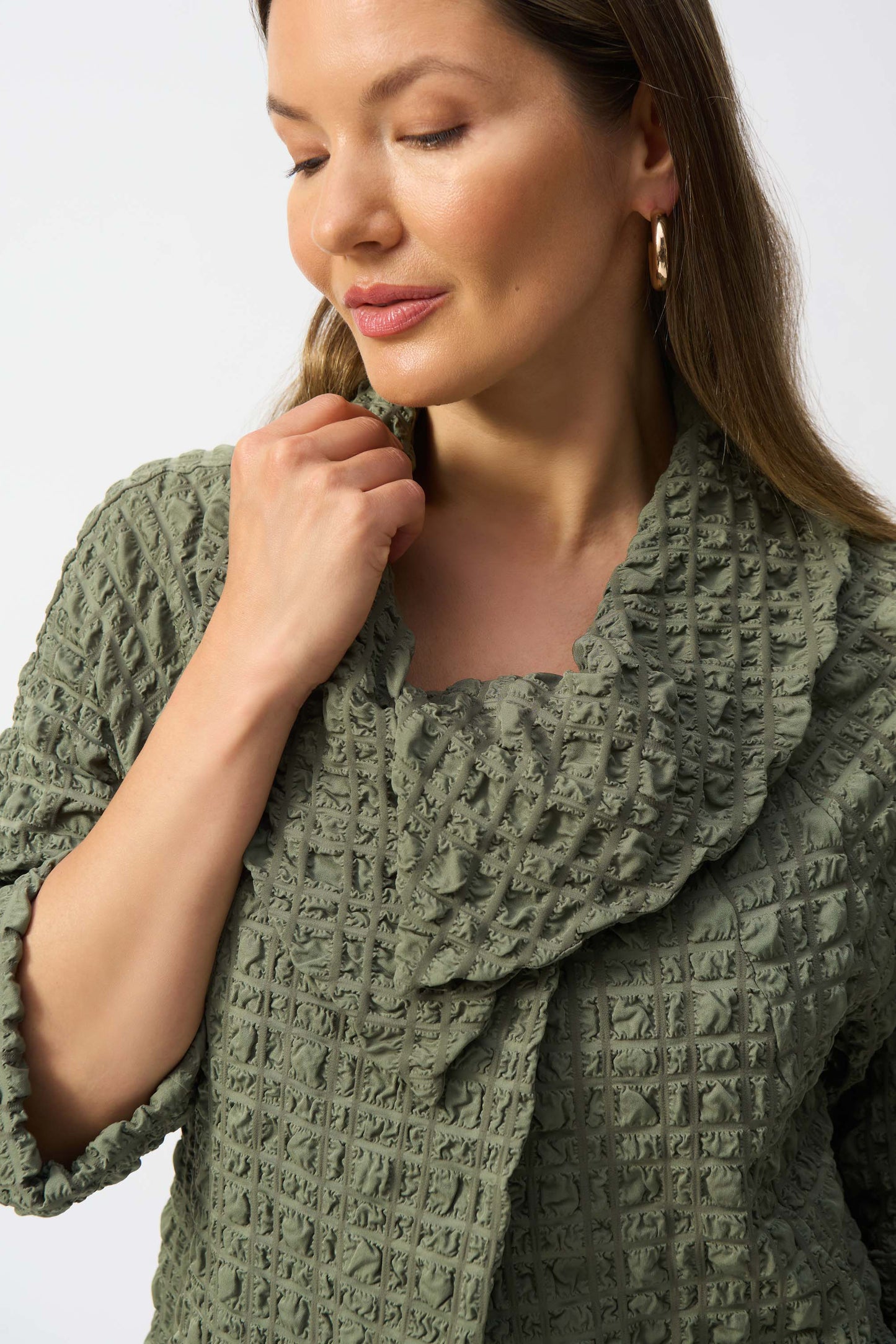 Joseph Ribkoff Bubble Jacquard Trapeze Coat Cactus 251234-4371
