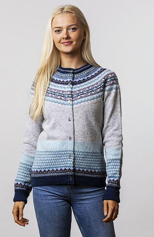 ERIBE Alpine Fairisle Yoke Pattern & Tweed Detail Cardigan Arctic C3735