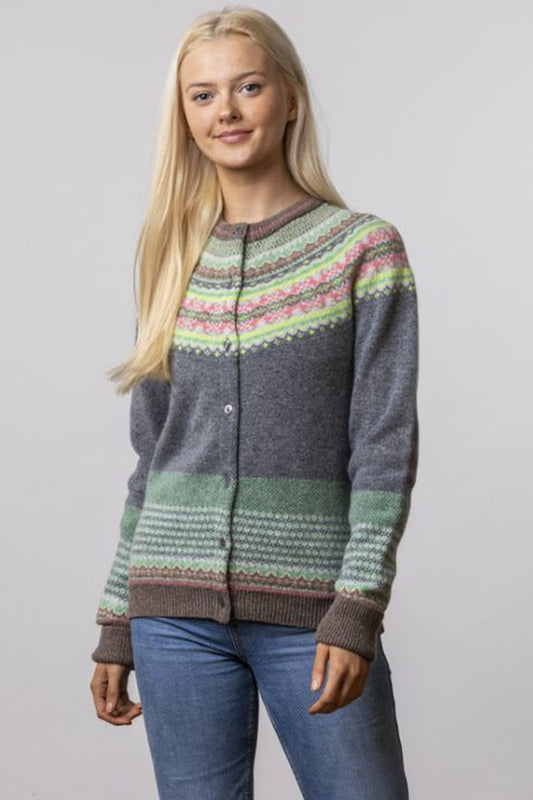 ERIBE Alpine Fairisle Yoke Pattern & Tweed Detail Cardigan Tearose C3735