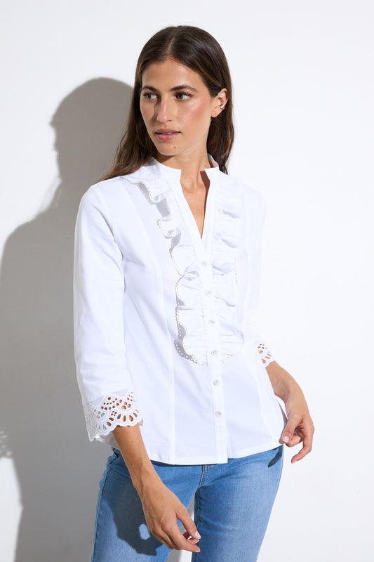 Bariloche Frill Detail Charlotte Shirt White Charlotte