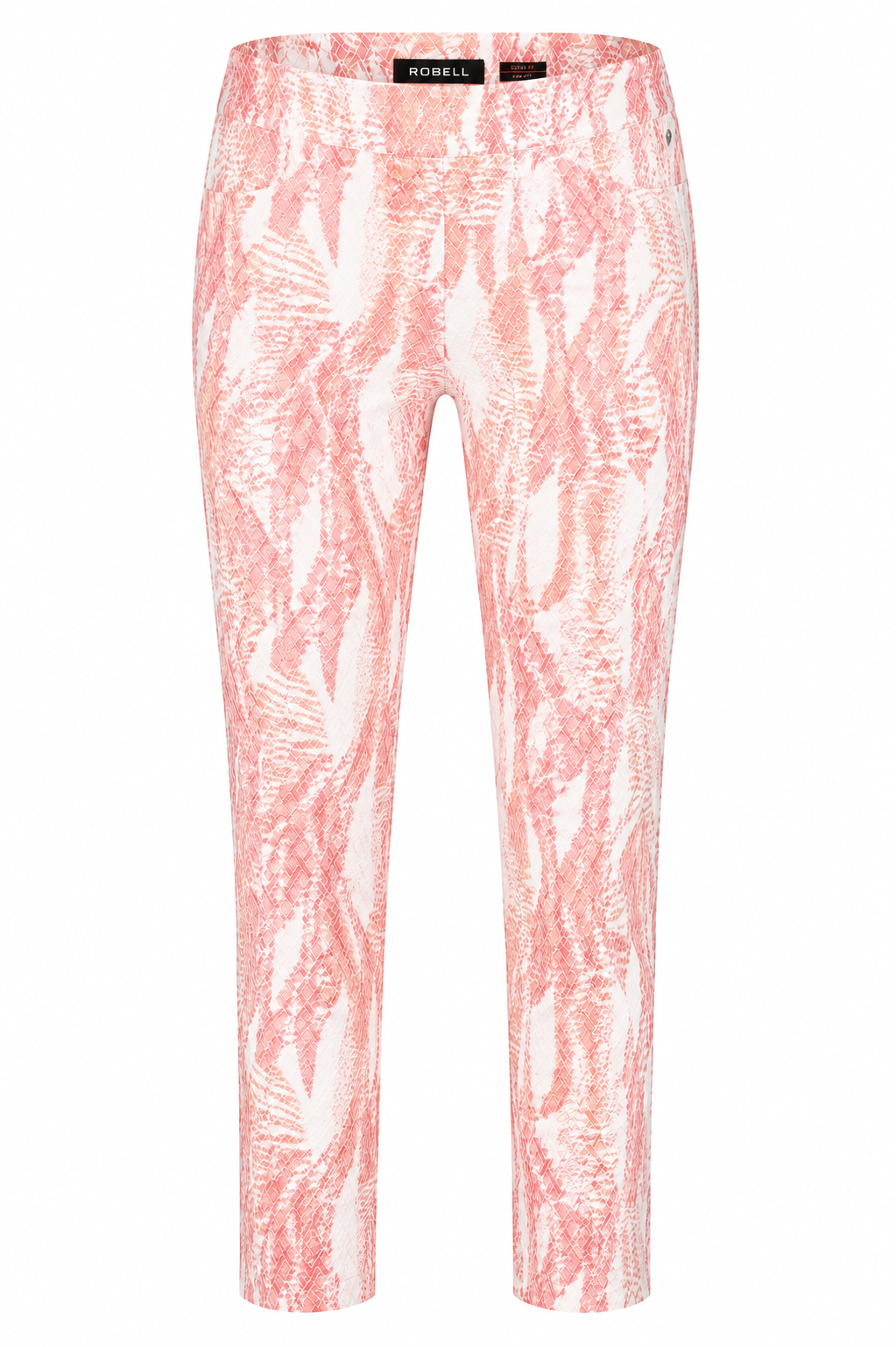 Robell Bella 09 Fern Print Textured Trousers Pink 52483-54706-42